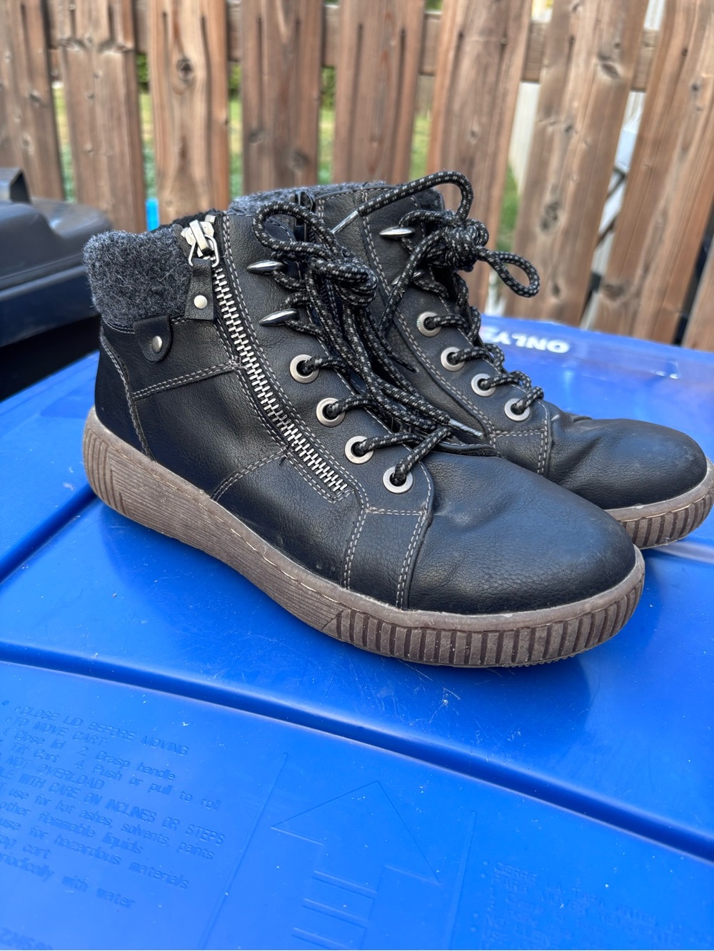 Women's Black Lace-Up Winter Ankle Boots with Side Zip